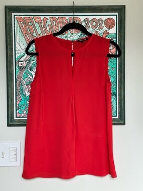 Kobi Halperin Red Silk Sleeveless Scoop Neckline Shell Top, Women’s Size S Small